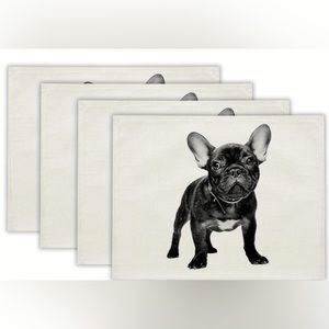 4pcs fabric Placemat, French Bulldog Cute Pattern , Kitchen, Dining Table Decor